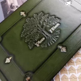 Фотоальбом из натуральной кожи "Дуб, растущий сквозь время" цвет зеленый