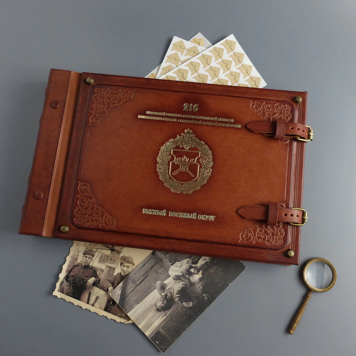 Genuine leather photo album "Honor. Debt. The Fatherland"