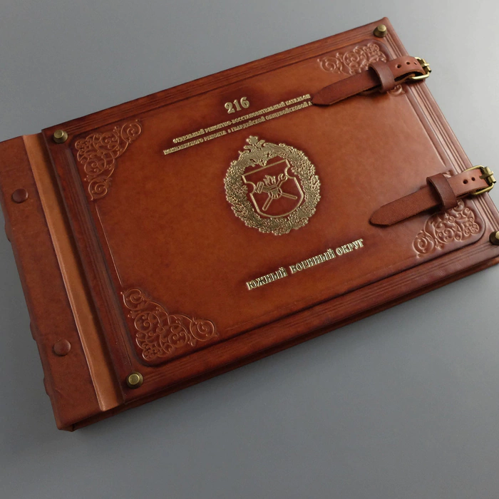 Genuine leather photo album "Honor. Debt. The Fatherland"