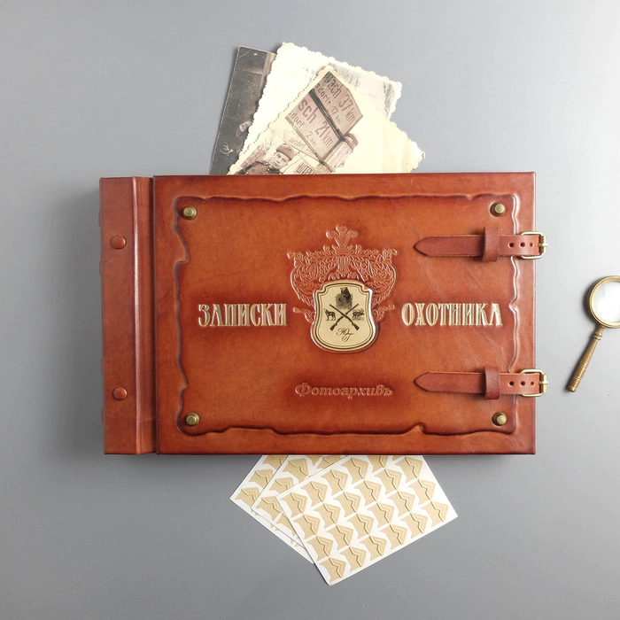 Genuine leather photo album "Notes of a Hunter"