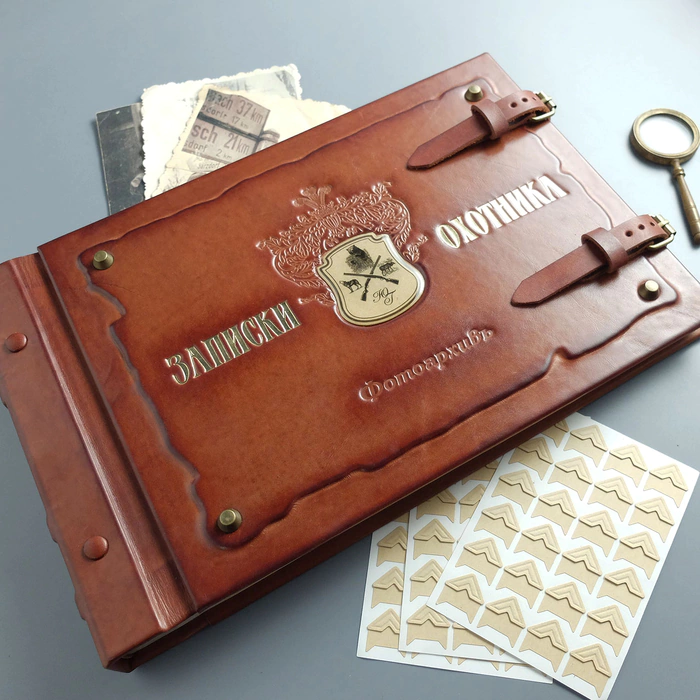 Genuine leather photo album "Notes of a Hunter"