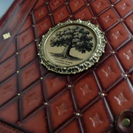 Genuine leather photo album "Tree" with brass frame