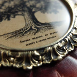Genuine leather photo album "Tree" with brass frame