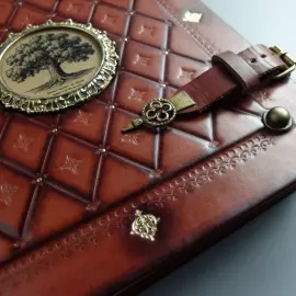 Фотоальбом из натуральной кожи "Древо" с латунной рамкой