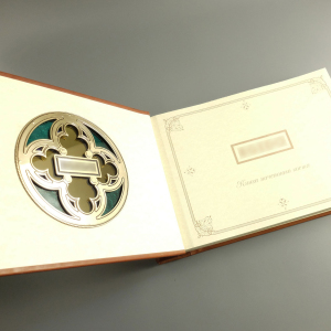 Гостевая книга из натуральной кожи "Корпоративная" с витражом