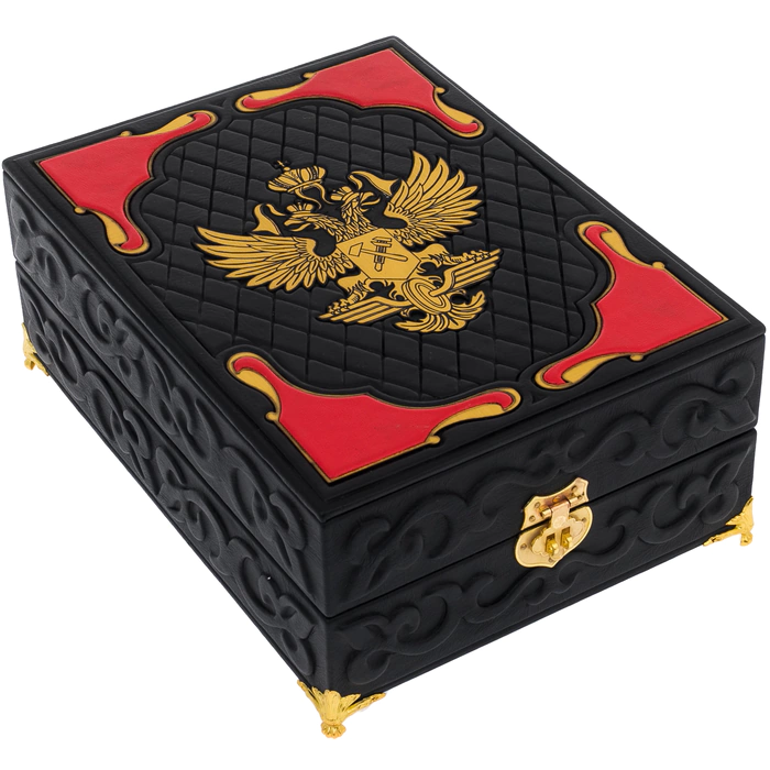 Leather-bound gift book "The history of railway business in Russia" in a box