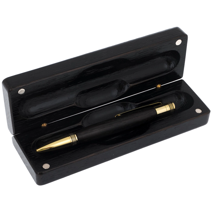 Byron stained oak handle in a case, gilt