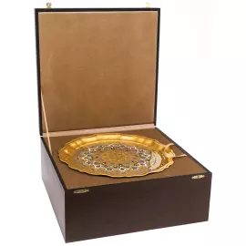 Oriental tea set with malachite and enamels, for 4 persons, Zlatoust