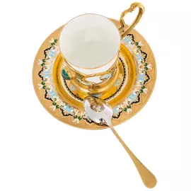 Кофейная пара "Рассвет" с малахитом, Златоуст