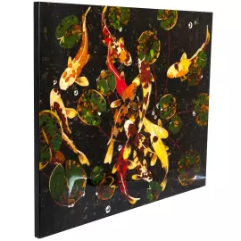 Панно декоративное из янтаря "Карпы кои"