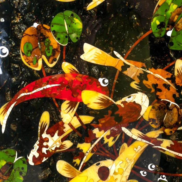 Decorative amber panel "Koi Carp"