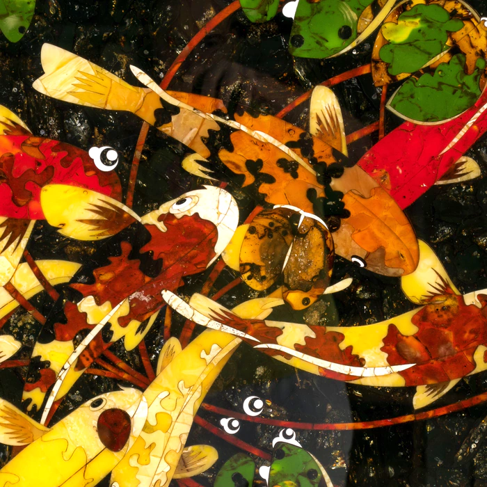 Decorative amber panel "Koi Carp"