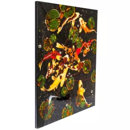 Панно декоративное из янтаря "Карпы кои"