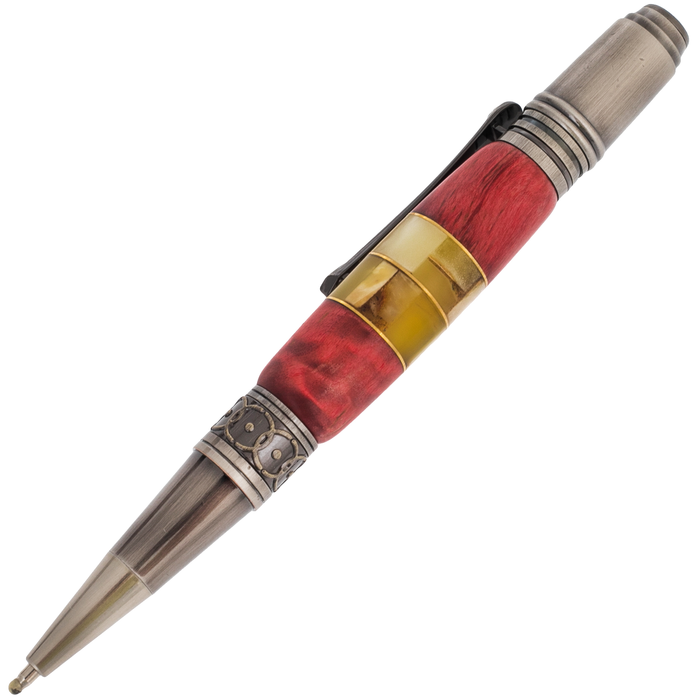 Walnut and amber ballpoint pen "Status" in a case