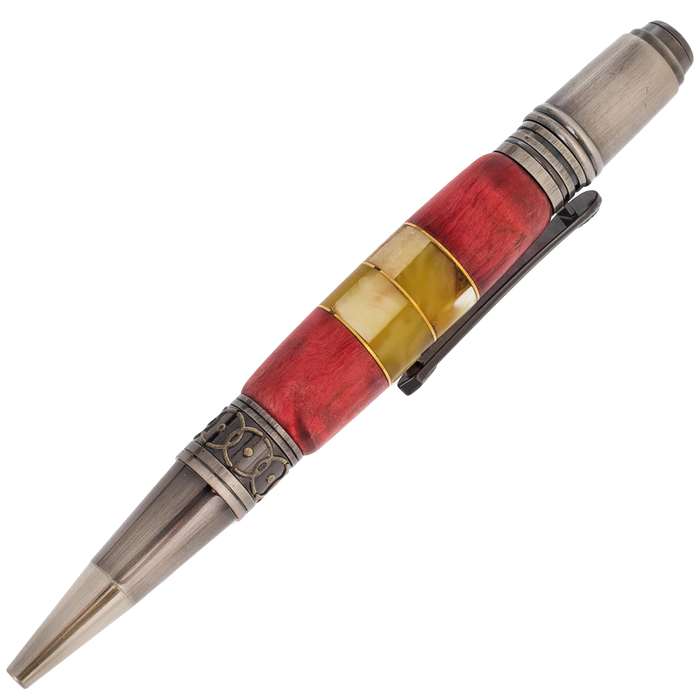 Walnut and amber ballpoint pen "Status" in a case