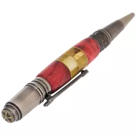 Ручка шариковая из корня ореха и янтаря "Статус" в футляре