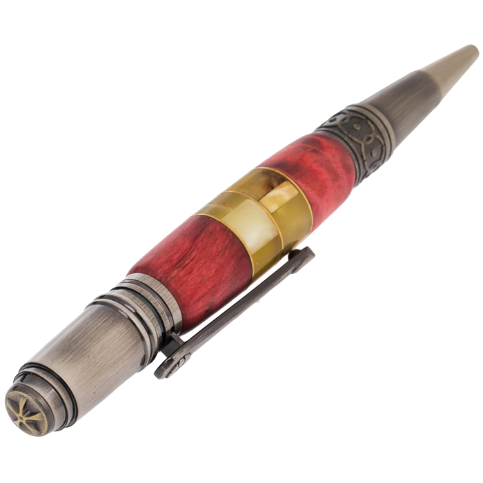 Walnut and amber ballpoint pen "Status" in a case