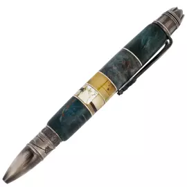 Ручка-роллер из корня ореха и янтаря "Самолет" в футляре