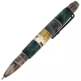 Ручка-роллер из корня ореха и янтаря "Самолет" в футляре