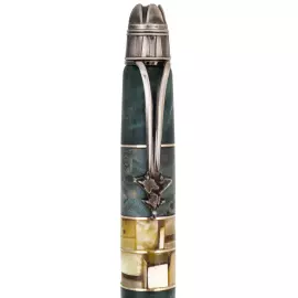 Ручка-роллер из корня ореха и янтаря "Самолет" в футляре