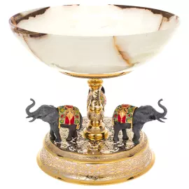 Ваза с чашей из оникса "Слоны" Златоуст