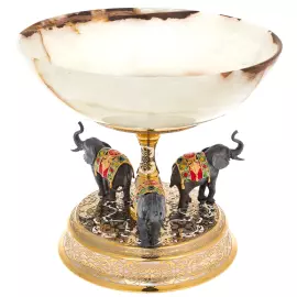 Ваза с чашей из оникса "Слоны" Златоуст