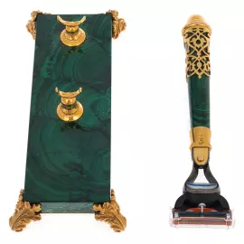 Бритвенный набор из малахита "Барокко" Златоуст