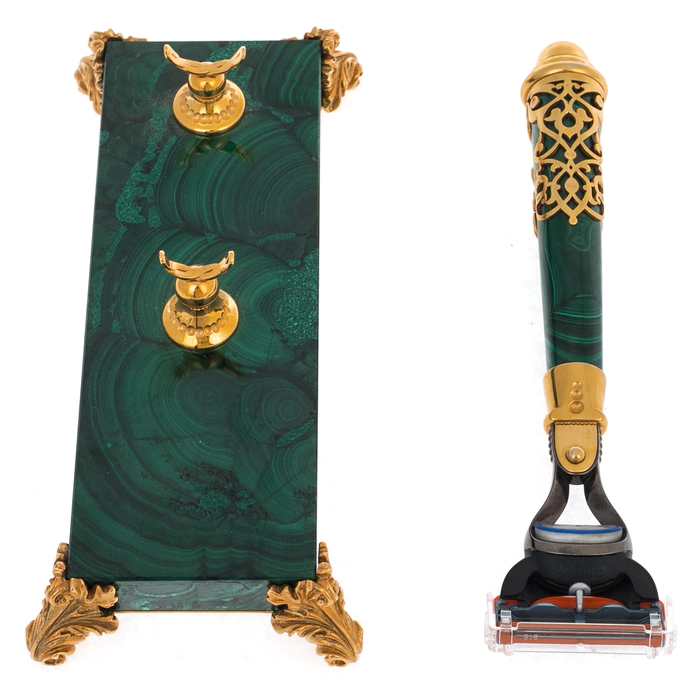 Malachite shaving set "Baroque" Zlatoust