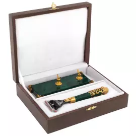 Бритвенный набор из малахита "Барокко" Златоуст