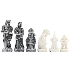 Шахматы из змеевика и долерита "Средневековье" с фигурами из мрамолита