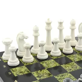 Serpentine and dolerite chess set "Staunton" with marble pieces