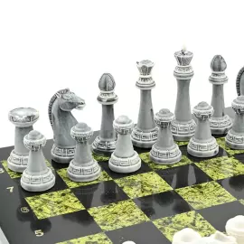 Serpentine and dolerite chess set "Staunton" with marble pieces