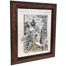 Посеребренный барельеф "Охота на глухаря"