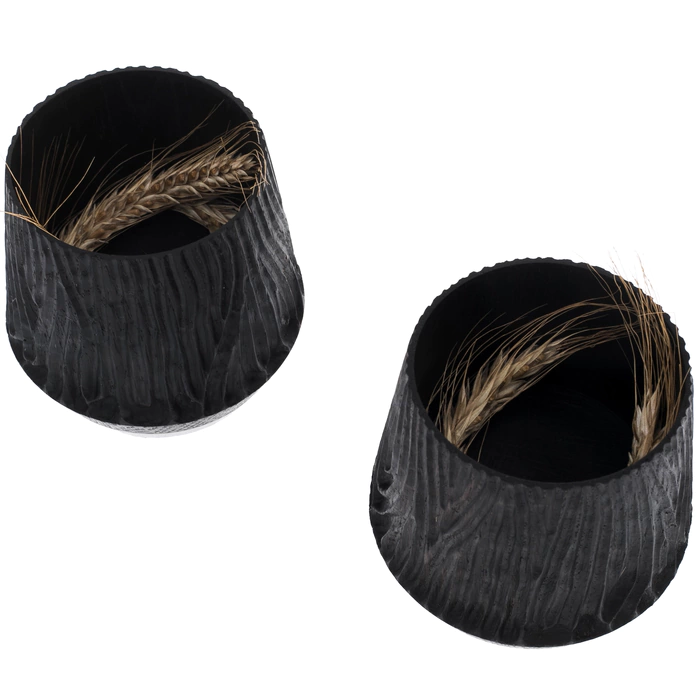 Set of glasses made of ribbed stained oak "Wave" for 2 persons