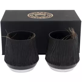 Набор стаканов из ребристого мореного дуба "Wave" на 2 персоны