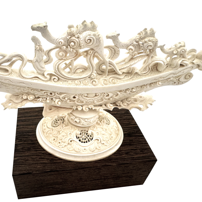 Highly artistic sculpture "The Great Silk Road" from a mammoth tusk