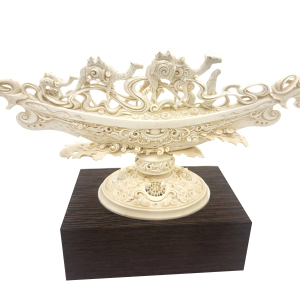 Highly artistic sculpture "The Great Silk Road" from a mammoth tusk