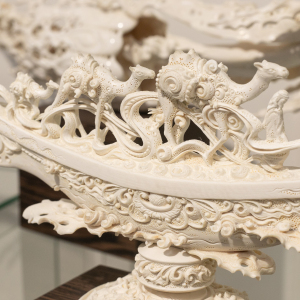 Highly artistic sculpture "The Great Silk Road" from a mammoth tusk