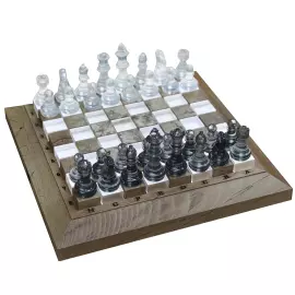 Chess set made of wood and epoxy resin "Classic" with backlight
