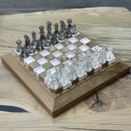 Chess set made of wood and epoxy resin "Classic" with backlight