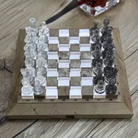 Chess set made of wood and epoxy resin "Classic" with backlight