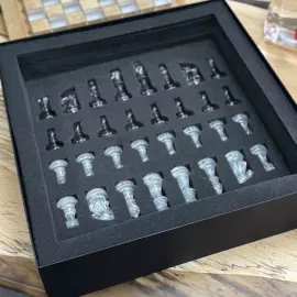 Chess set made of wood and epoxy resin "Classic" with backlight