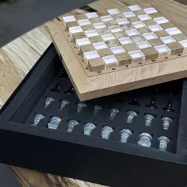 Chess set made of wood and epoxy resin "Classic" with backlight