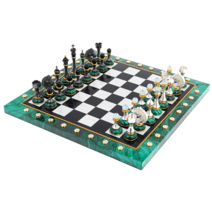 Chess made of malachite "Royal"