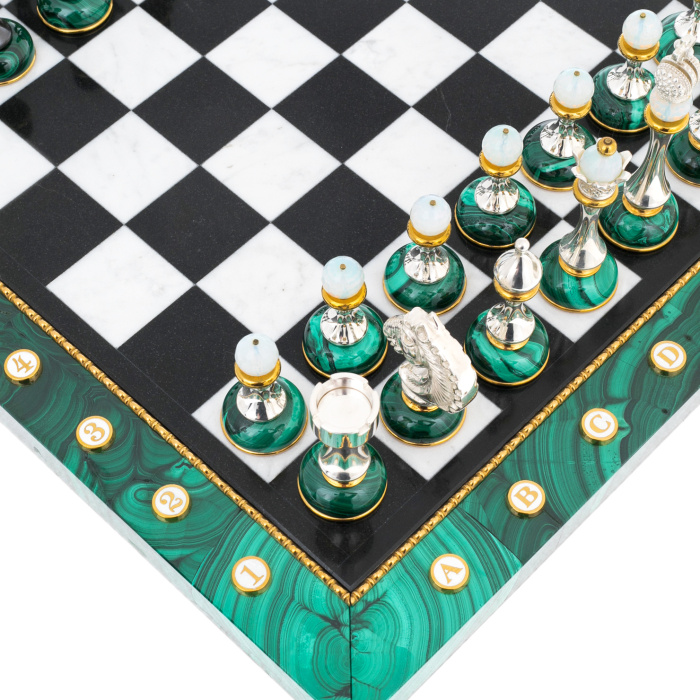 Chess made of malachite "Royal"