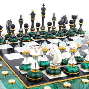 Chess made of malachite "Royal"
