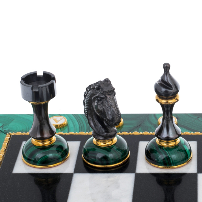 Chess made of malachite "Royal"