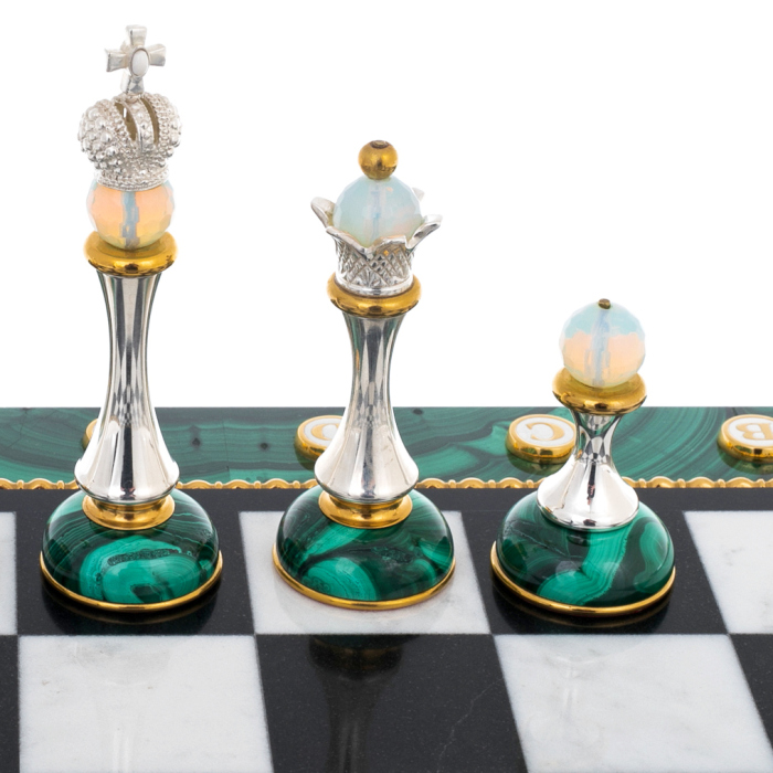 Chess made of malachite "Royal"
