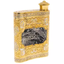 Охотничий набор с ножом "Охотники на привале" на 3 персоны, Златоуст