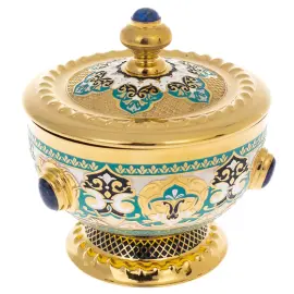 Чайный сервиз "Царевич" с лазуритом, на 2 персоны, Златоуст Чайный сервиз "Царевич" с лазуритом, на 2 персоны, Златоуст